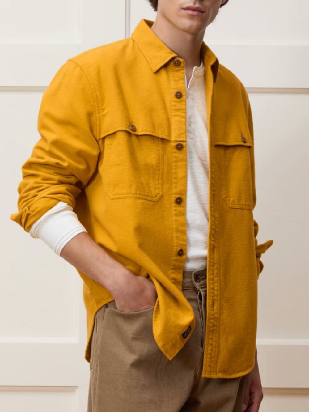 BRAND NEW Todd Snyder Yellow Long Sleeve Button Up Overshirt in Medium